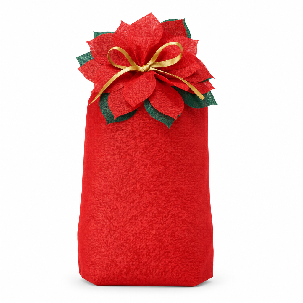 Poinsettia Christmas Gift Bag – Large on a white background