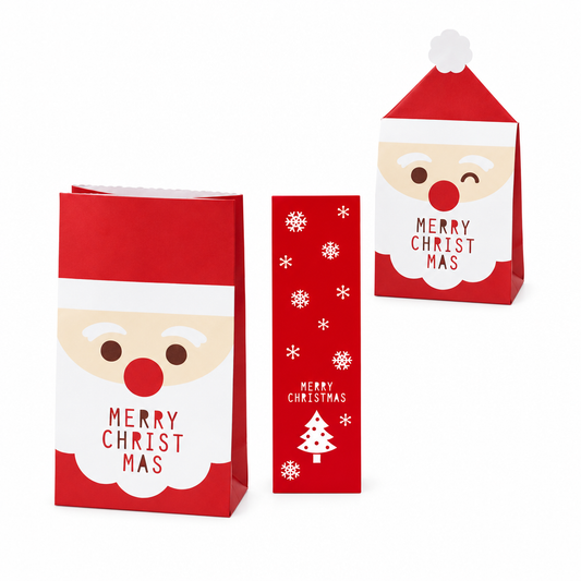 Happy Santa Christmas gift paper bags, small and large sizes, polished product photo